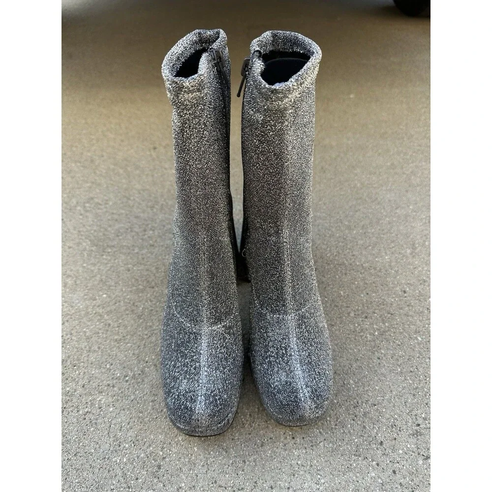 Abound Steffie Platform Boot Women's Silver Knit Ankle Boots disco grunge 6.5